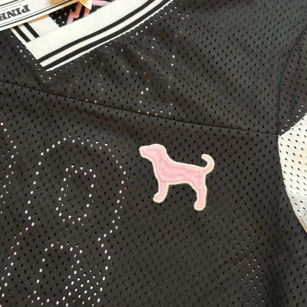 VS PINK Varsity Lace-Up Football Mesh Jersey Pink & White Embroidered 86 MD - Picture 6 of 7